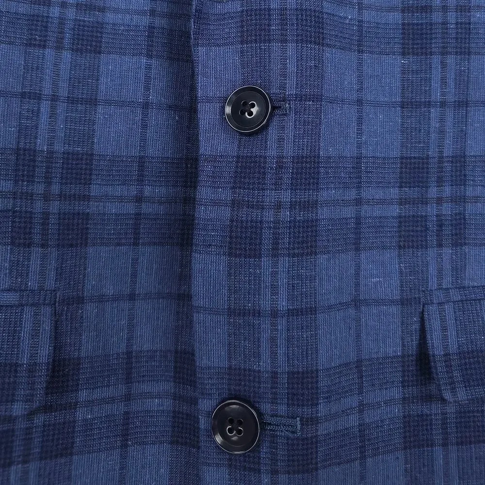 Bar III Mens Slim Fit Sport Coat Blazer 36R Blue Plaid Linen Cotton Blend NWT